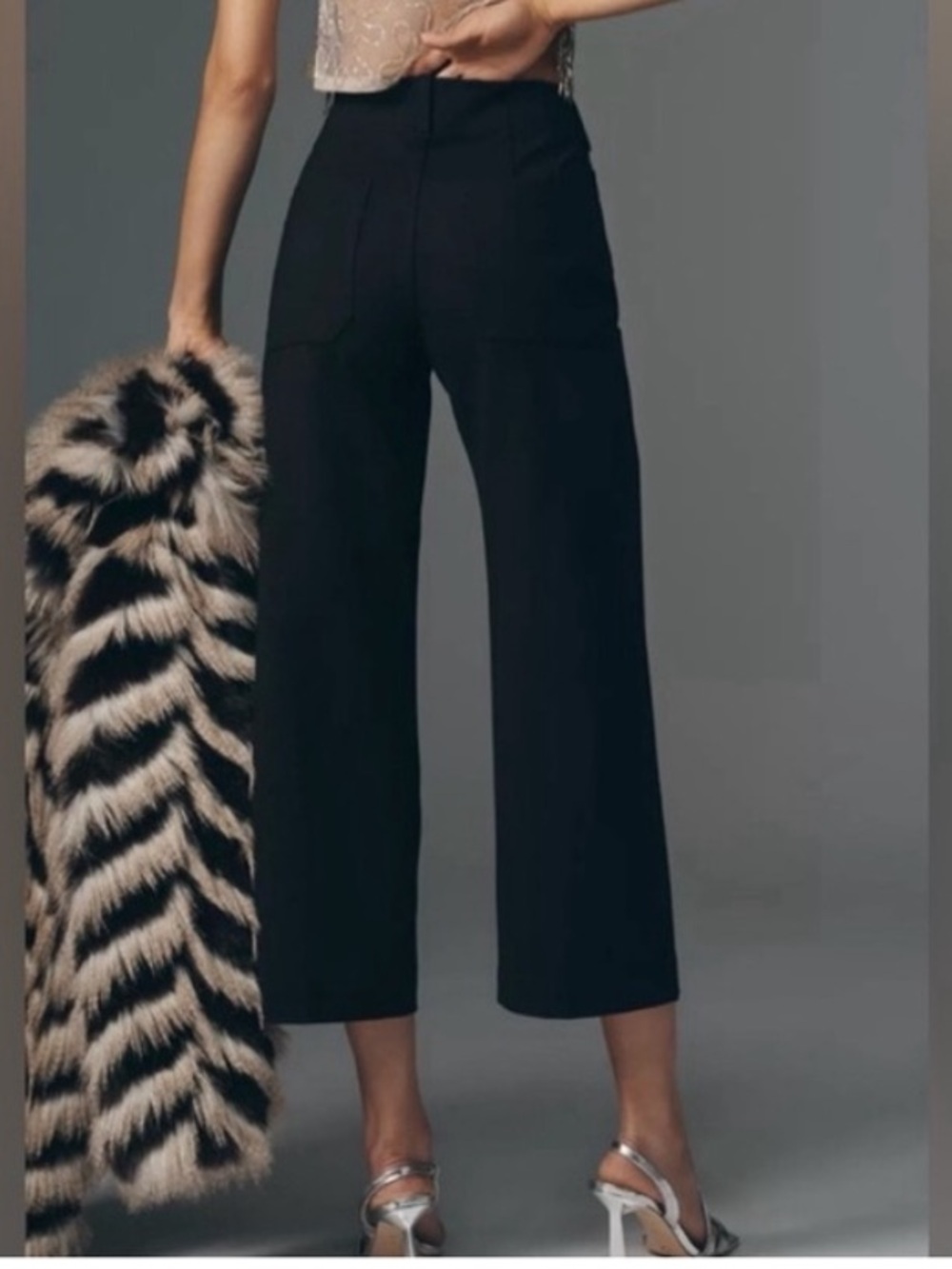 Anthropologie Maeve The Colette Cropped Wide Leg Pants 25 Magic Fabric In Black